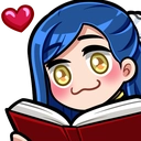 Myne with a book and a heart